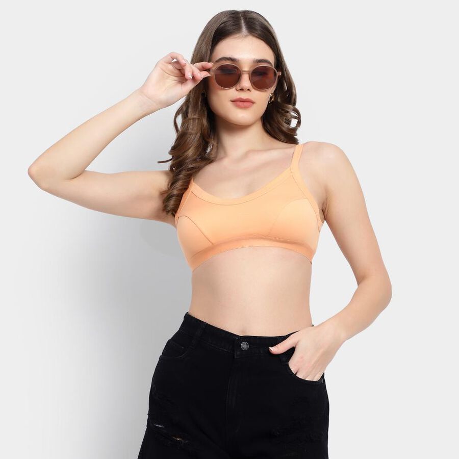 Ladies' 100% Cotton Non-Padded Bra, Peach, large image number null